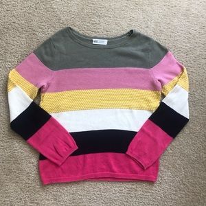 H&M Girl's cotton crew neck stripy sweater - size 8-10y.